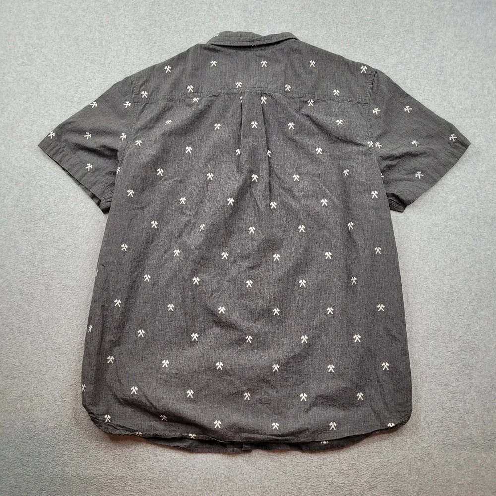 The North Face Camp Shirt Mens XL Gray Hatchet Print Short Sleeve Button Up